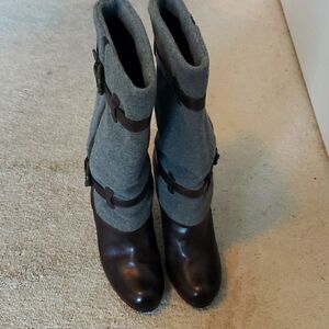 Cole Haan Kennedy Wool/Leather Boots Gray Brown Size 10B
